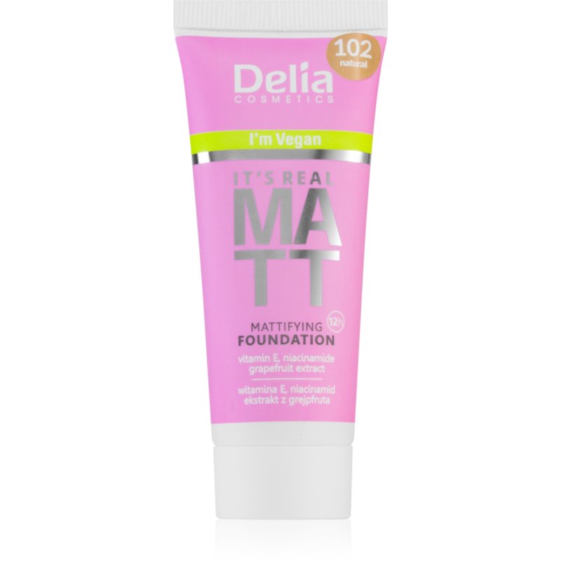 Delia Cosmetics It's Real Matt матиращ фон дьо тен цвят 102 Natural 30 мл.
