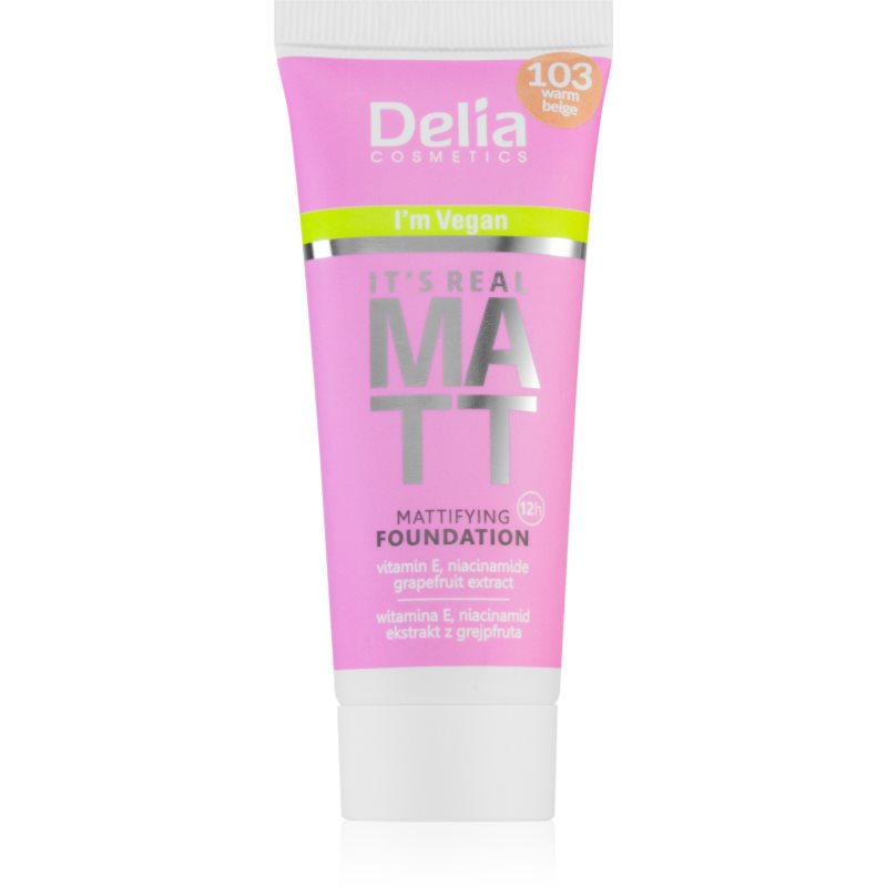 Delia Cosmetics It's Real Matt матиращ фон дьо тен цвят 103 Warm Beige 30 мл.