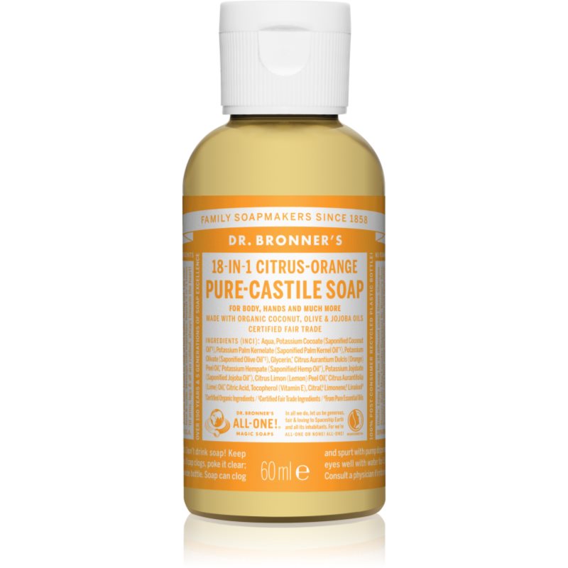 Dr. Bronner’s Citrus & Orange течен универсален сапун 60 мл.