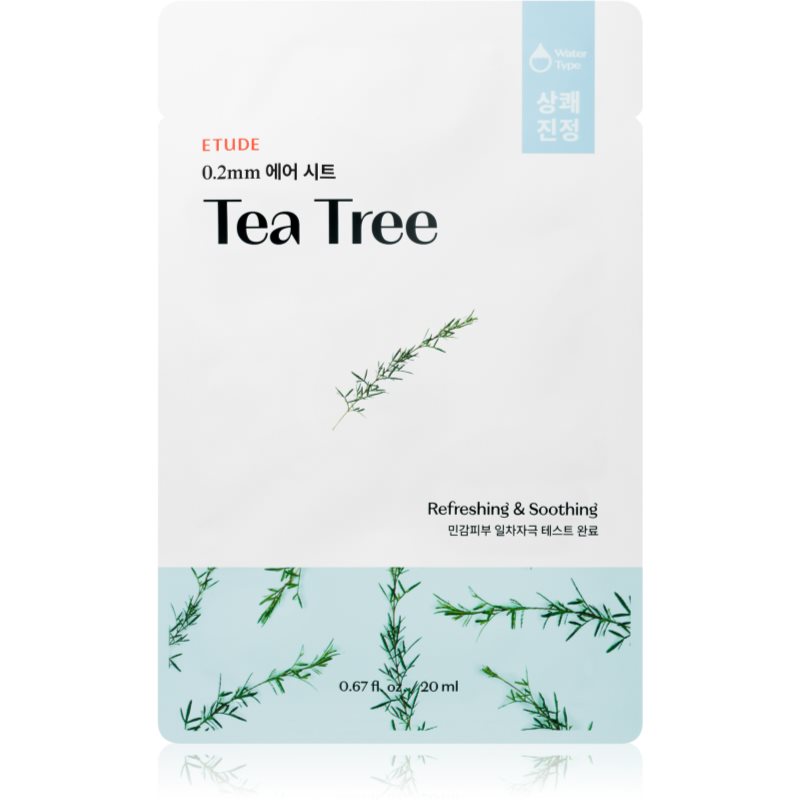 ETUDE 0.2 Therapy Air Mask Tea Tree успокояваща платнена маска с освежаващ ефект 20 мл.