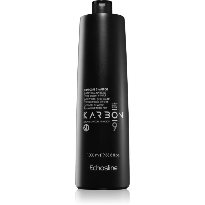 Echosline CHARCOAL Karbon 9 шампоан с активен въглен за увредена и химически третирана коса 1000 мл.