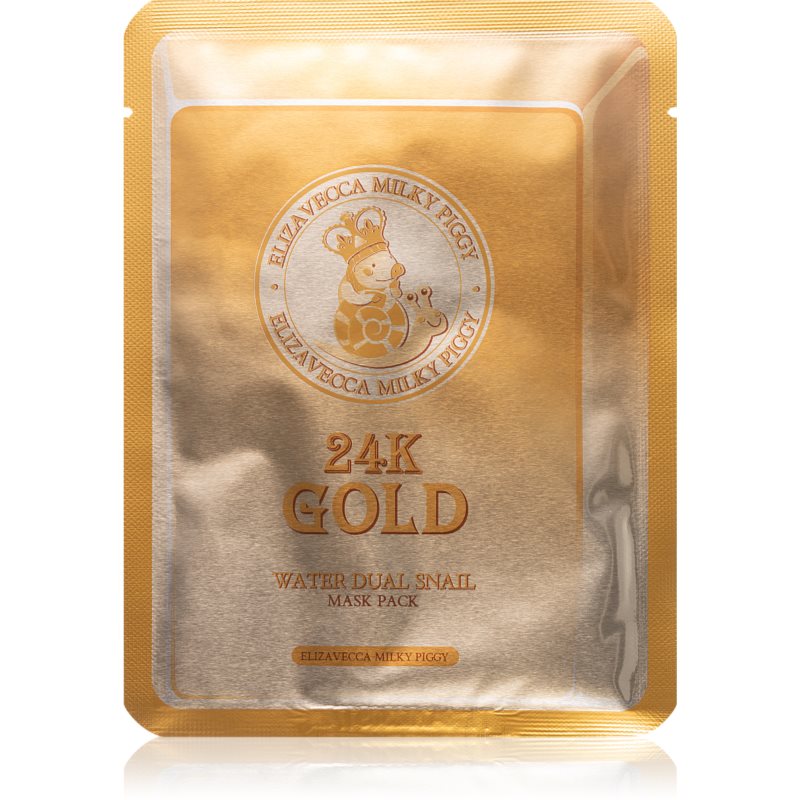 Elizavecca Milky Piggy 24K Gold Water Dual Snail Mask хидратираща платнена маска с 24 каратово злато 25 мл.