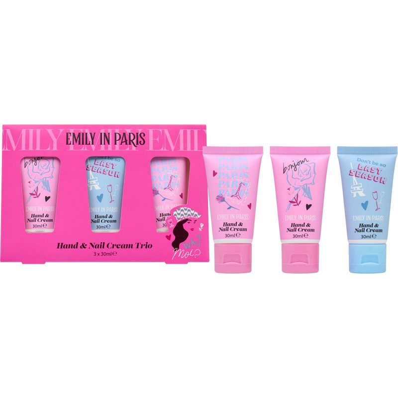 Emily In Paris Hand & Nail Cream Trio подаръчен комплект за ръце 3x30 мл.