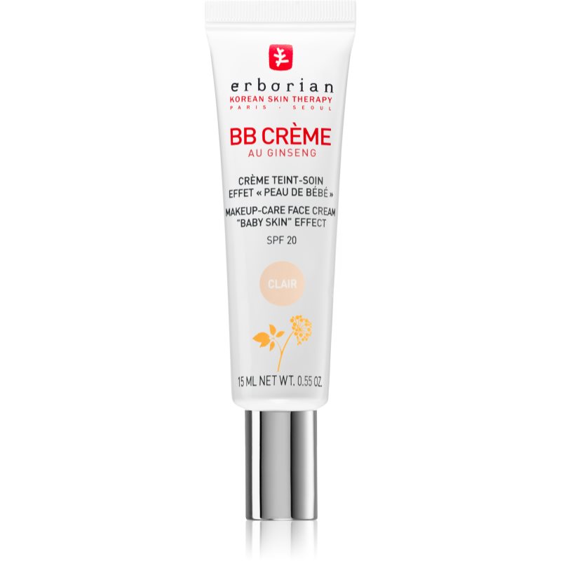 Erborian BB Cream тониращ крем за съвършен вид на кожата на лицето SPF 20 малка опаковка цвят Clair 15 мл.