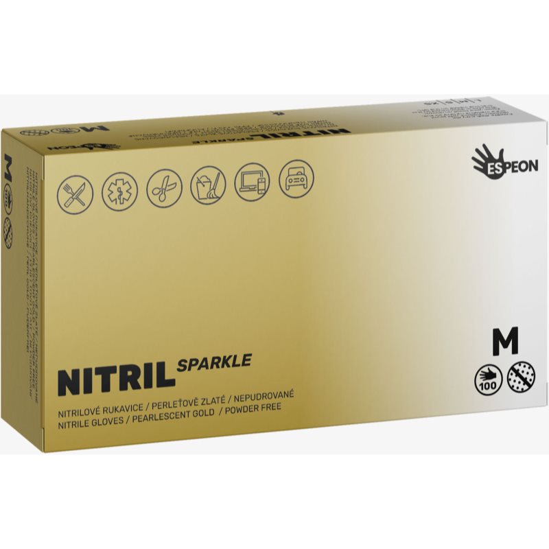 Espeon Nitril Sparkle Pearlescent Gold нитрилни ръкавици без пудра размер M 2x50 бр. на ниска цена