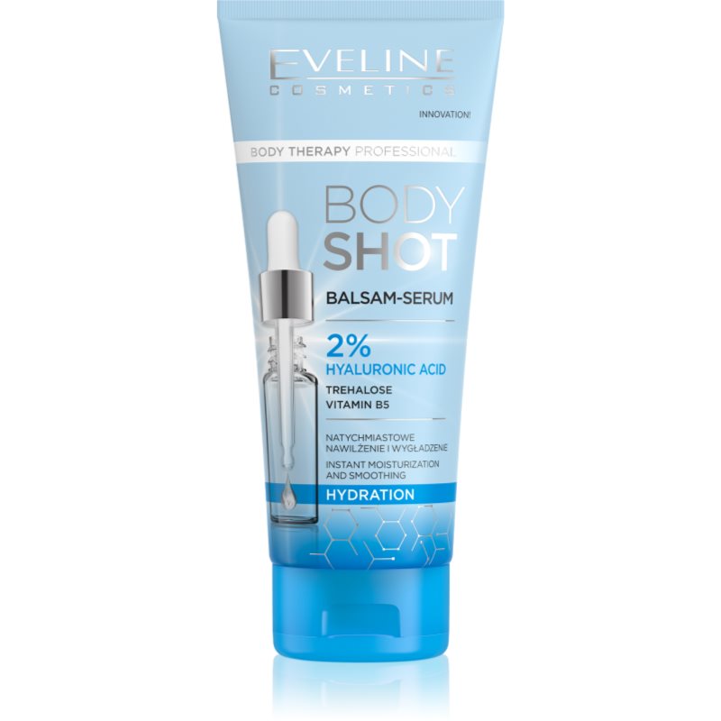Eveline Cosmetics Body Shot 2% Hyaluronic Acid дълбоко хидратиращ балсам за суха кожа 200 мл.