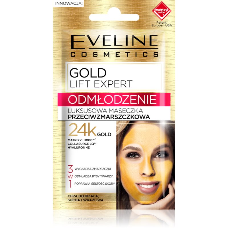 Eveline Cosmetics Gold Lift Expert подмладяваща маска 3 в 1 7 мл.