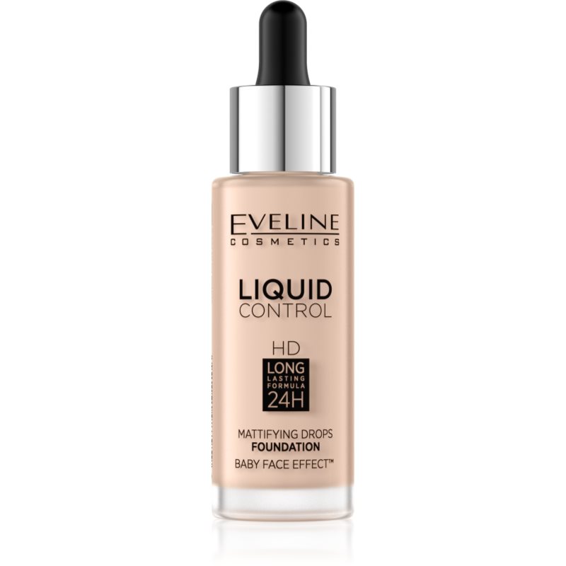 Eveline Cosmetics Liquid Control течен фон дьо тен с пипета цвят 002 Soft Porcelain 32 мл.