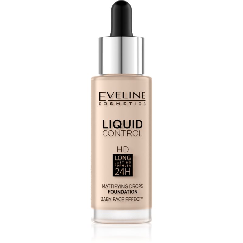 Eveline Cosmetics Liquid Control течен фон дьо тен с пипета цвят 010 Light Beige 32 мл.