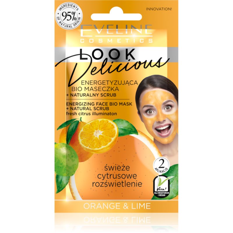 Eveline Cosmetics Look Delicious Orange & Lime хидратираща и озаряващ маска с пилинг ефект 10 мл.