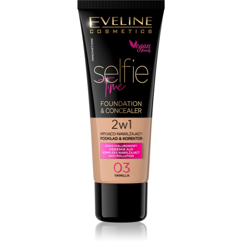 Eveline Cosmetics Selfie Time грим и коректор 2 в 1 цвят 03 Vanilla 30 мл. на ниска цена