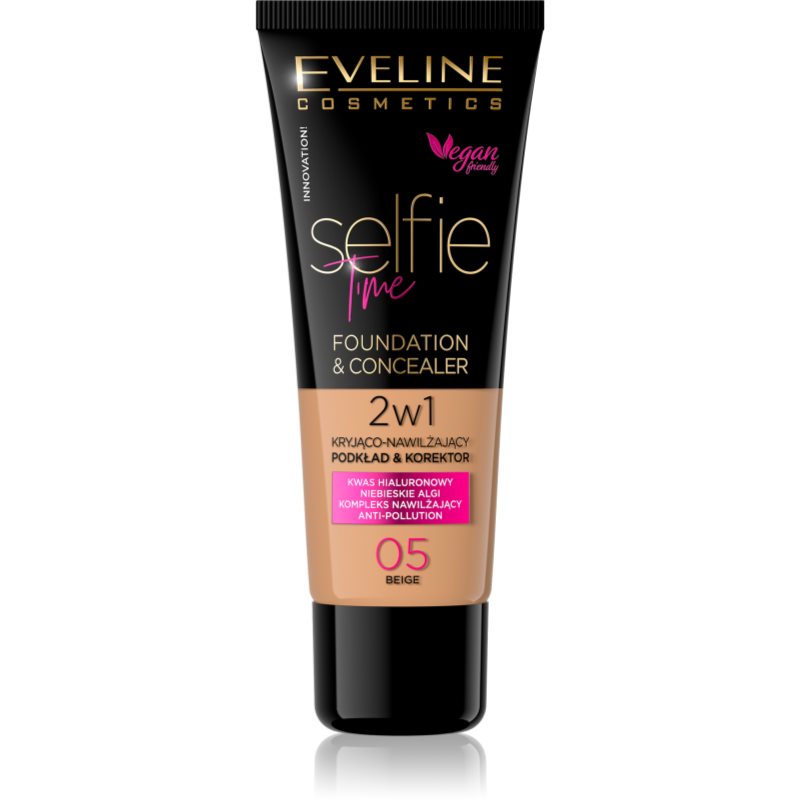 Eveline Cosmetics Selfie Time грим и коректор 2 в 1 цвят 05 Beige 30 мл. на ниска цена