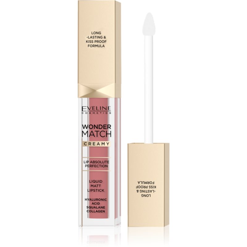 Eveline Cosmetics Wonder Match дълготрайно матово течно червило с хиалуронова киселина цвят 05 Sweet Nude 6