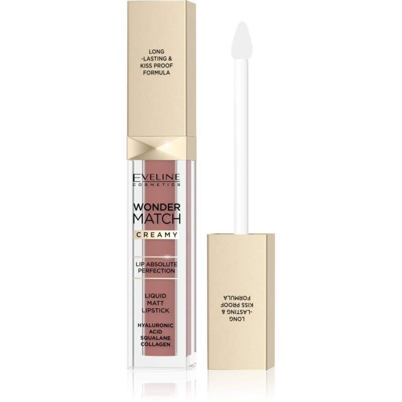 Eveline Cosmetics Wonder Match дълготрайно матово течно червило с хиалуронова киселина цвят 09 Dream Nude 6.8 мл.