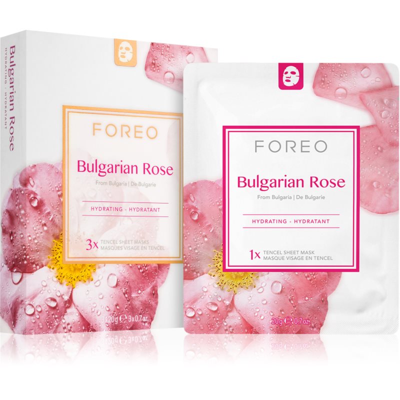 FOREO Farm to Face Sheet Mask Bulgarian Rose хидратираща платнена маска 3x20 мл.
