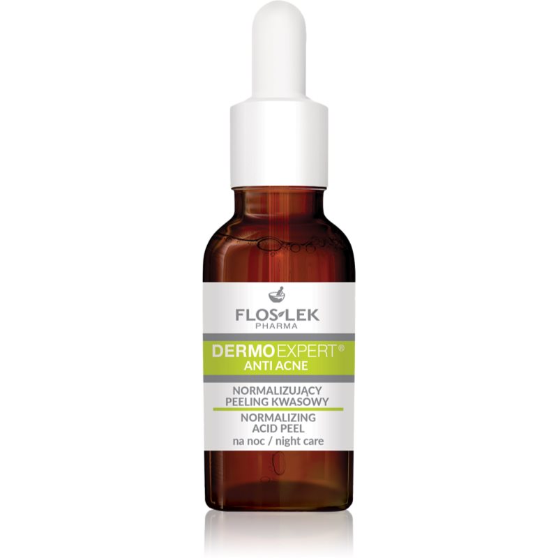 FlosLek Pharma DermoExpert Acid Peel нормализираща нощна грижа за кожа с несъвършенства 30 мл.