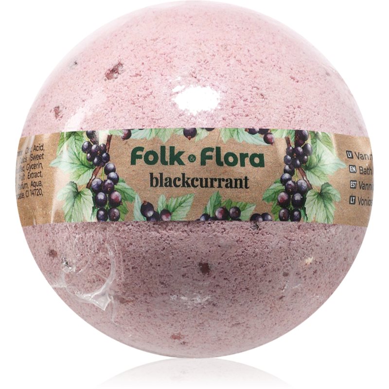 Folk & Flora Blackcurrant бомбичка за вана с освежаващ ефект 130 гр.