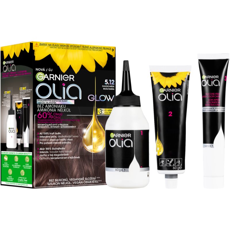 Garnier Olia Big Kit перманентната боя за коса цвят 5.12 Iridescent Brown 1 бр.