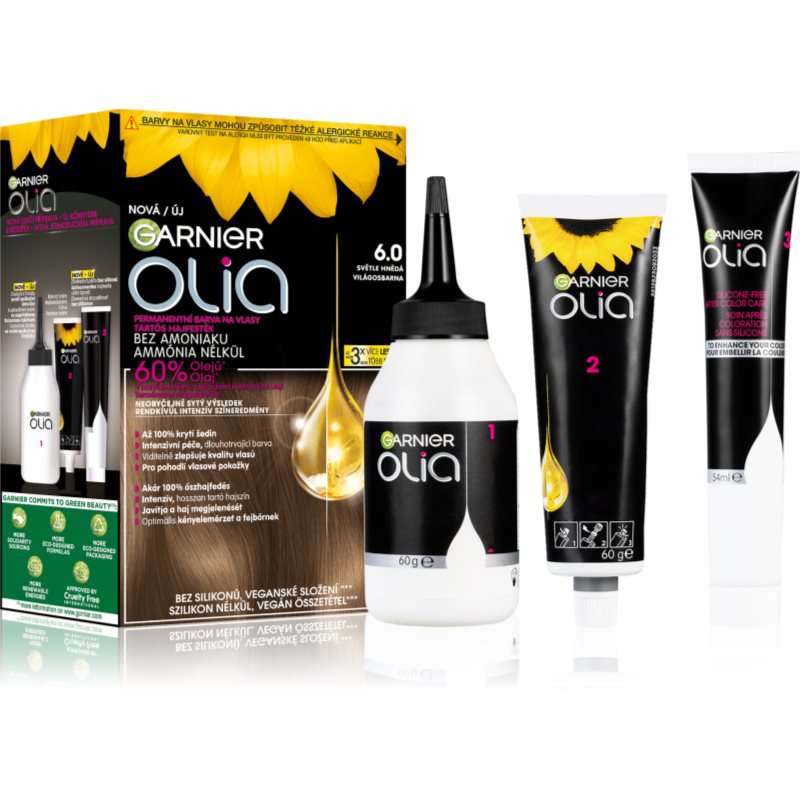 Garnier Olia Big Kit перманентната боя за коса цвят 6.0 Light Brown 1 бр.