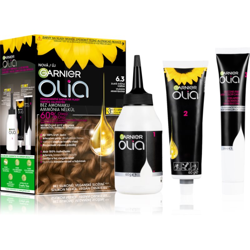 Garnier Olia Big Kit перманентната боя за коса цвят 6.3 Gold Light Brown