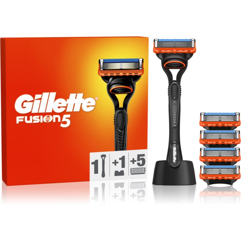 Gillette Fusion5 самобръсначка с поставка + резервни ножчета 5 бр.