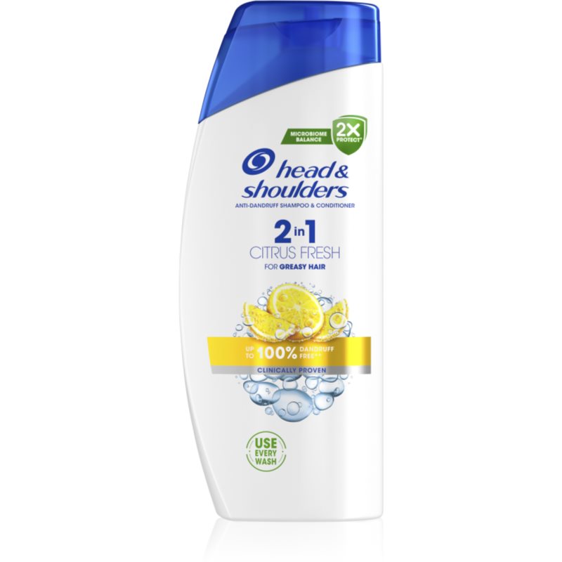 Head & Shoulders Citrus Fresh 2v1 шампоан против пърхот за мазна коса 625 мл.