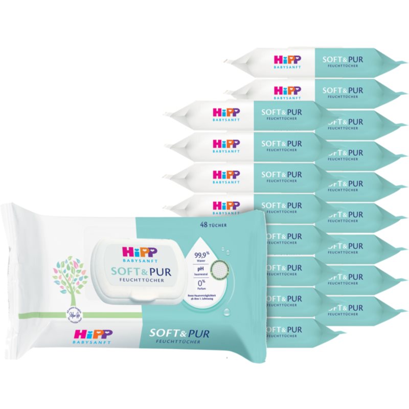 Hipp Soft & Pur мокри почистващи кърпички за деца от раждането им 18x48 бр.