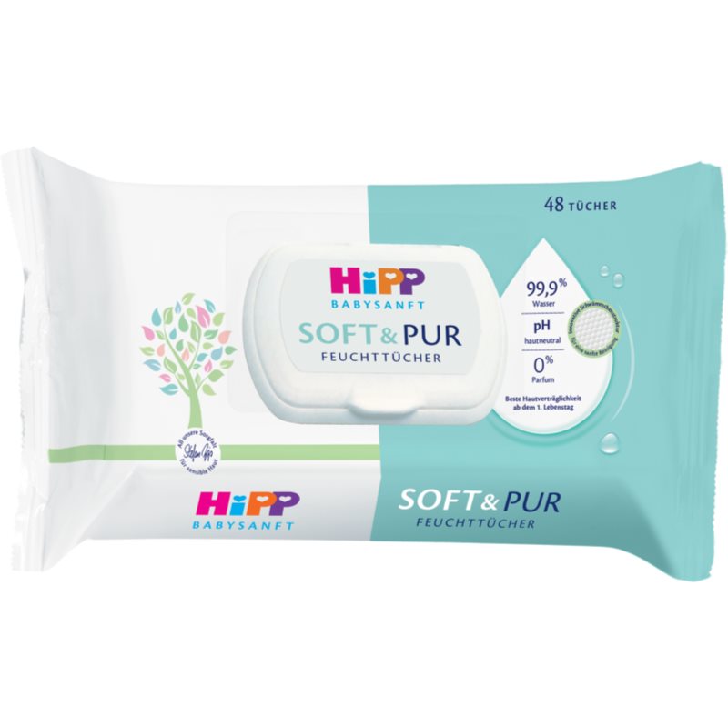 Hipp Soft & Pur мокри почистващи кърпички за деца от раждането им 48 бр.