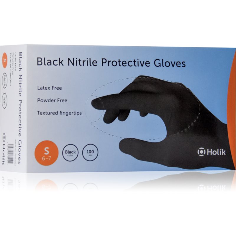 Holík Nitril Black нитрилни защитни ръкавици без пудра размер S 2x50 бр.