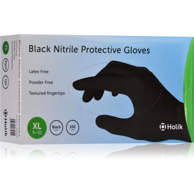 Holík Nitril Black нитрилни защитни ръкавици без пудра размер XL 2x50 бр.
