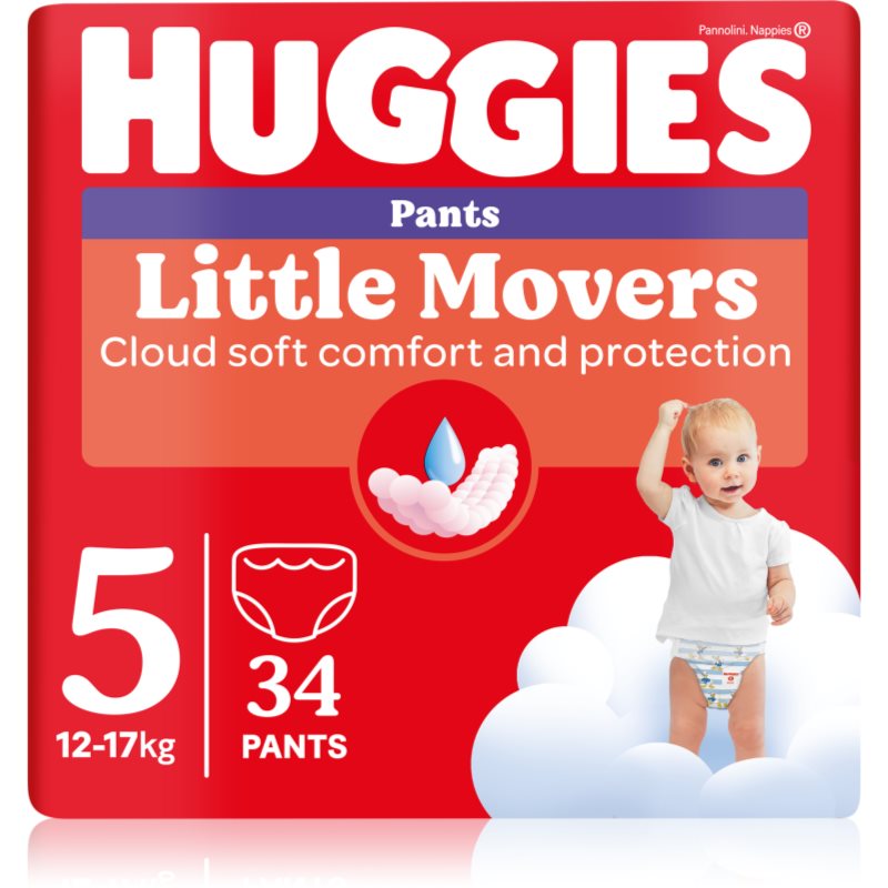 Huggies Little Movers Pants еднократни пелени гащички 12-17 kg 34 бр.