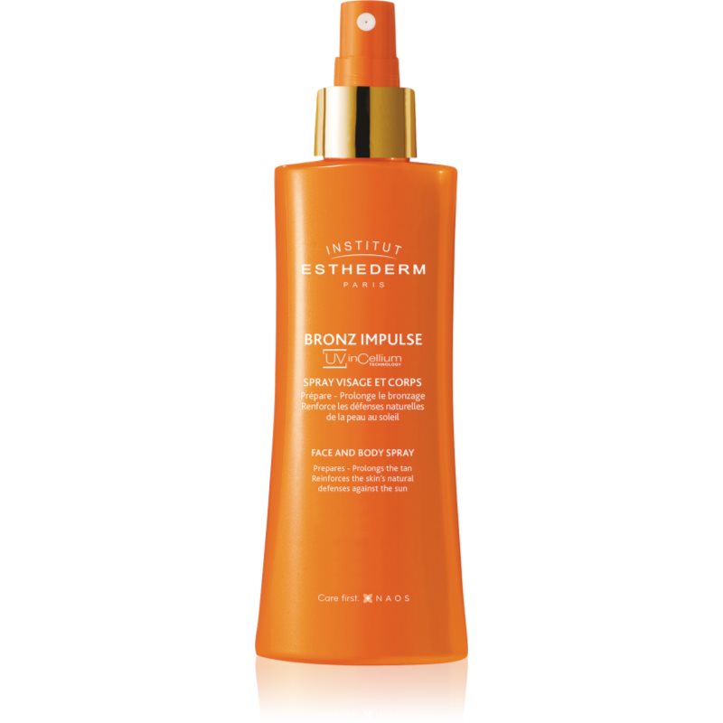 Institut Esthederm Bronz Impulse Face and Body Spray емулсия в спрей за лице и тяло за по-бързо и лесно потъмняване 150 мл.