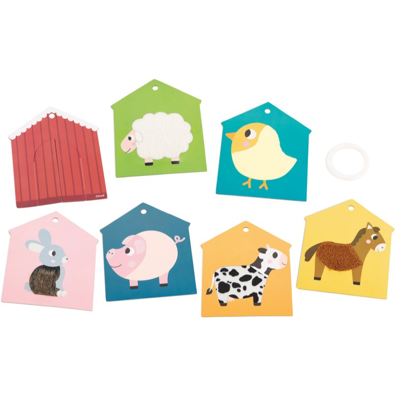 Janod Tactile Cards играчка за подреждане Farm 12 m+ 6 бр.