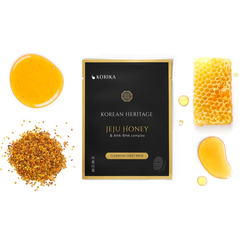 KORIKA Korean Heritage Jeju Honey & AHA-BHA Complex Cleansing Sheet Mask платнена маска с почистващ ефект 25 гр. на ниска цена