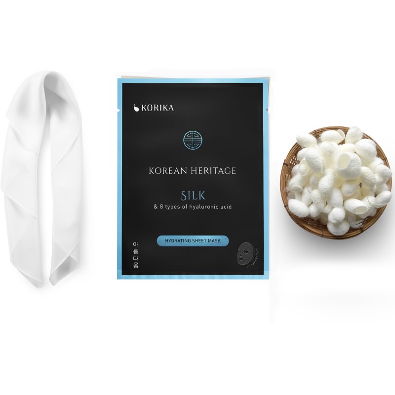 KORIKA Korean Heritage Silk & 8 Types of Hyaluronic Acid Hydrating Sheet Mask хидратираща платнена маска 25 гр. на ниска цена