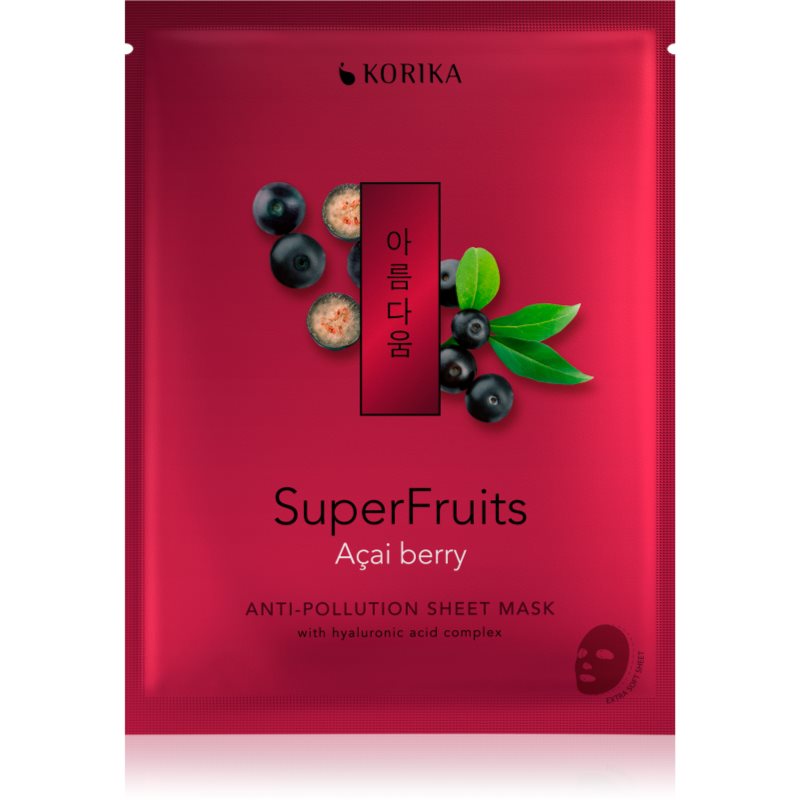 KORIKA SuperFruits Acai Berry - Anti-pollution Sheet Mask платнена маска с детокс ефект Acai berry 25 гр. на ниска цена