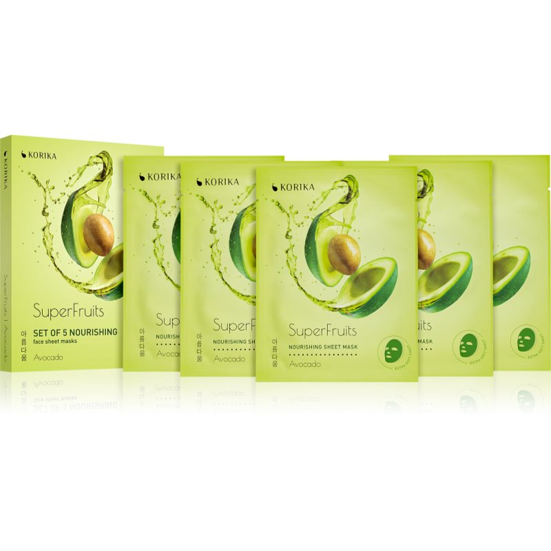KORIKA SuperFruits комплект маски за лице на намалена цена с подхранващ ефект Avocado