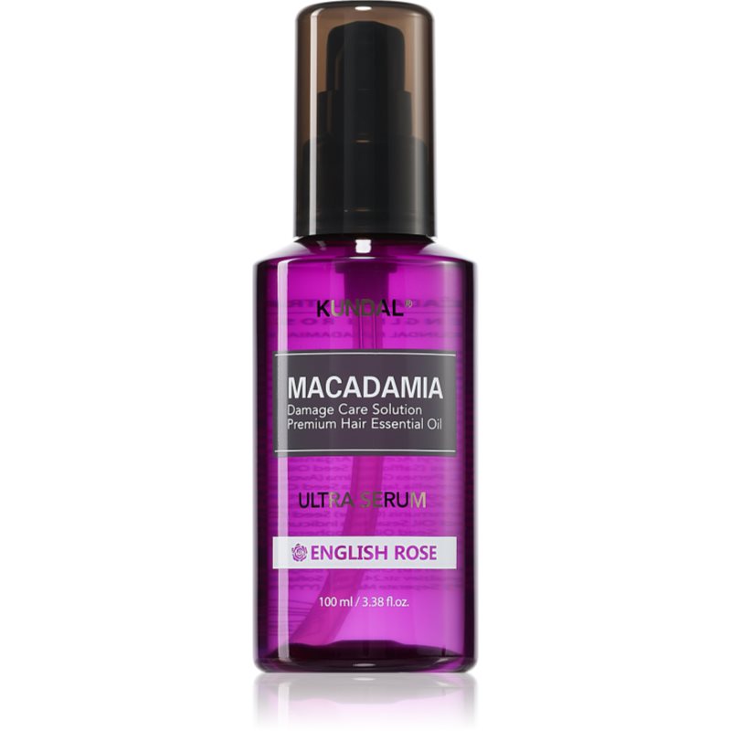 KUNDAL Macadamia Ultra Serum English Rose регенериращ серум за масло за увредена коса 100 мл.