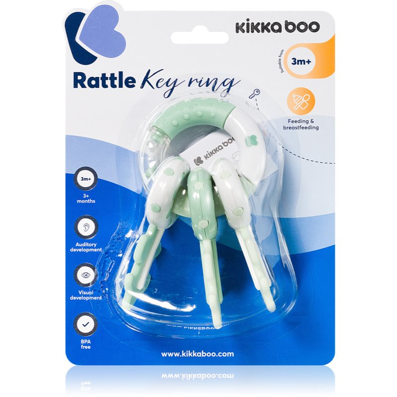Kikkaboo Rattle Keychain дрънкалка 3 m+ Mint 1 бр.