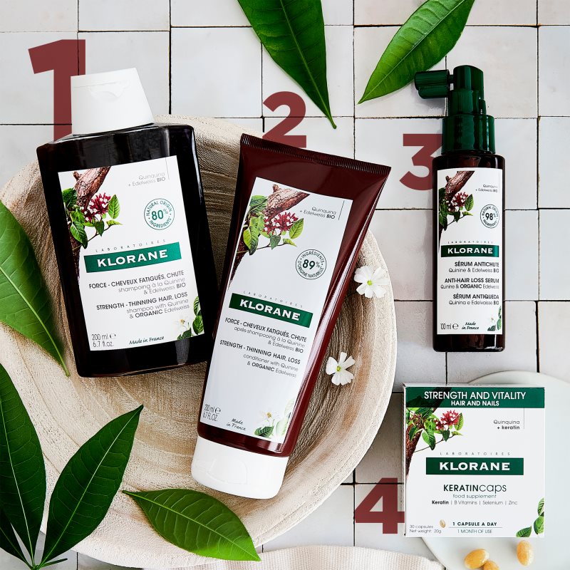 Klorane Quinine & Edelweiss Bio подсилващ шампоан против косопад 200 мл. на ниска цена