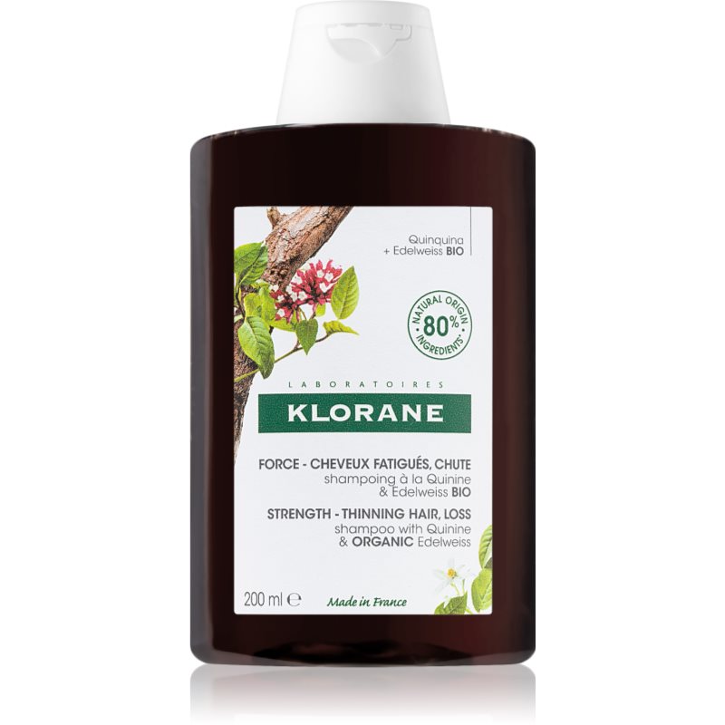 Klorane Quinine & Edelweiss Bio подсилващ шампоан против косопад 200 мл.