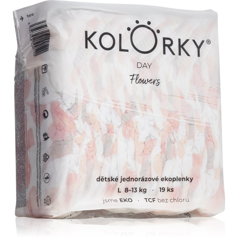 Kolorky Day Flowers еднократни ЕКО пелени размер L 8-13 Kg 19 бр. на ниска цена