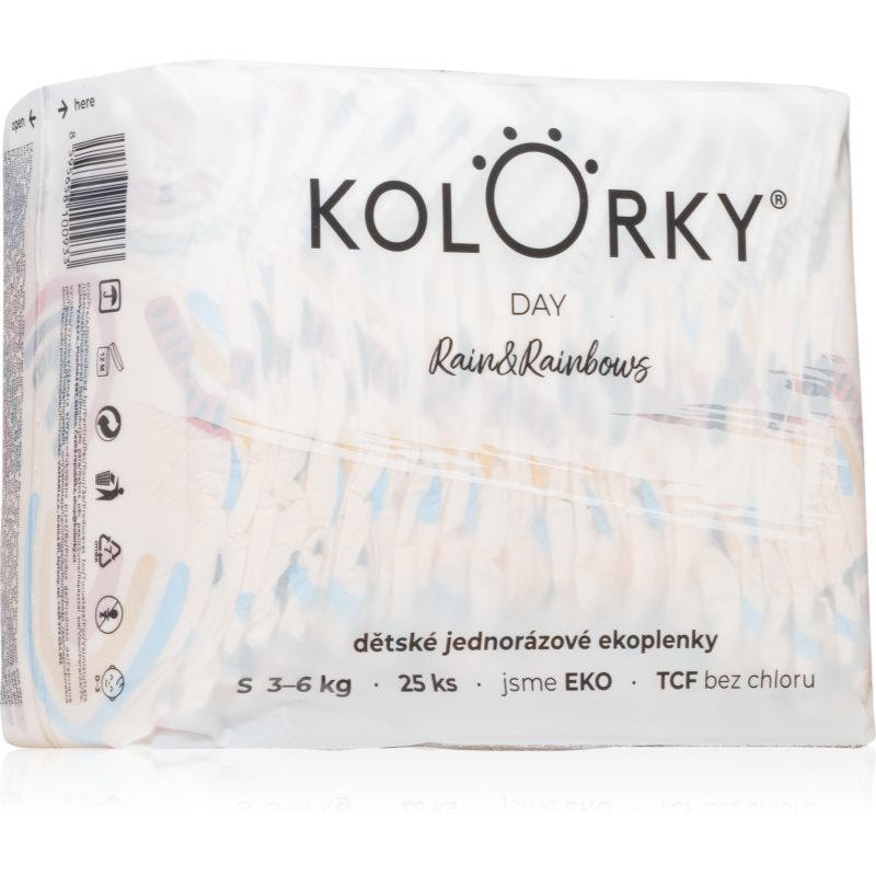 Kolorky Day Rain&Rainbow еднократни ЕКО пелени размер S 3-6 Kg 25 бр.