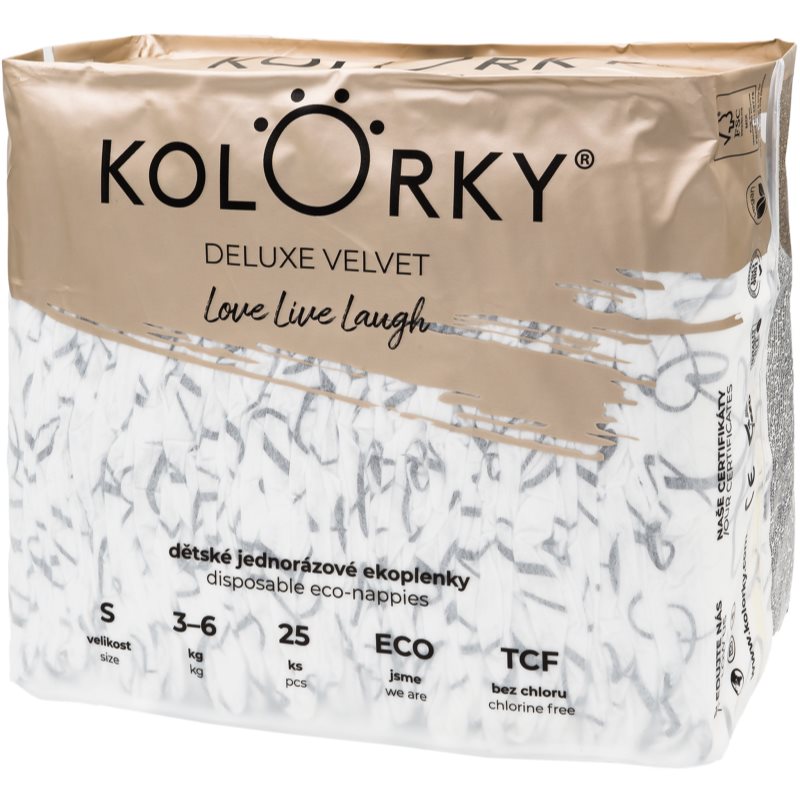 Kolorky Deluxe Velvet Love Live Laugh еднократни ЕКО пелени размер S 3-6 Kg 25 бр.