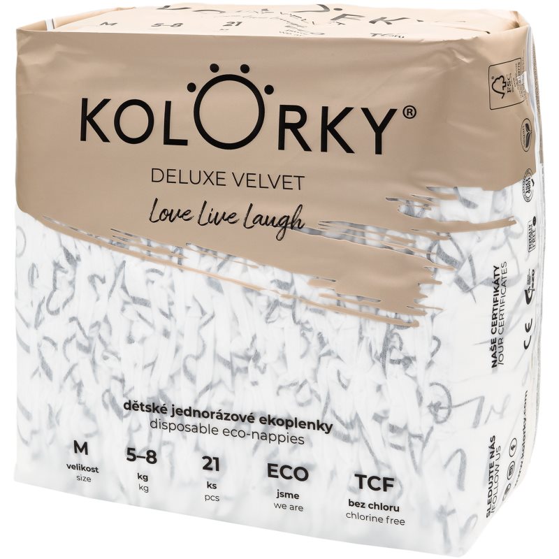 Kolorky Deluxe Velvet Love Live Laugh еднократни ЕКО пелени размер М 5-8 Kg 21 бр. на ниска цена
