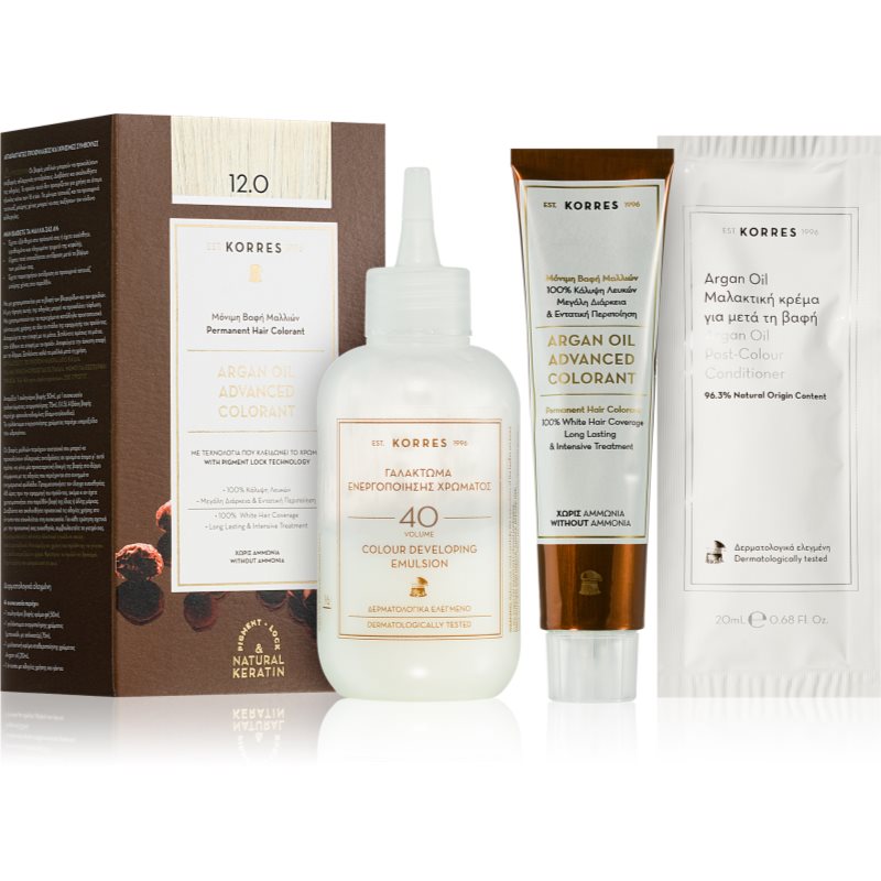 Korres Argan Oil перманентната боя за коса с арганово масло цвят 12.0 Special Blonde 50 мл.