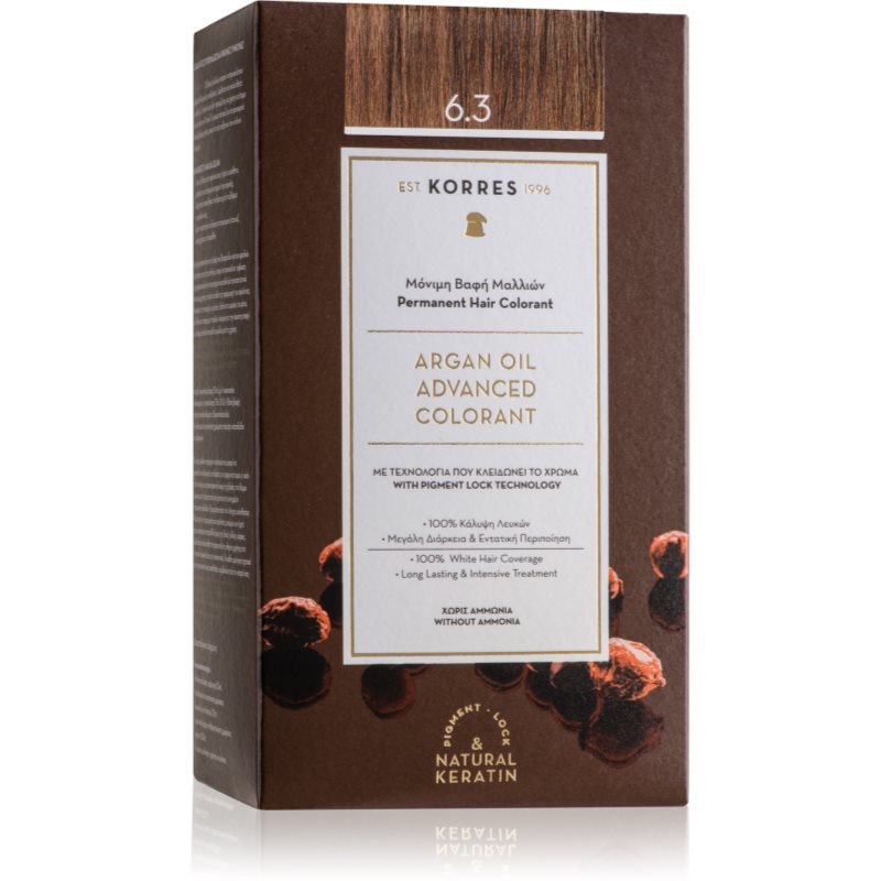 Korres Argan Oil перманентната боя за коса с арганово масло цвят 6.3 Golden / Honey Dark Blonde 50 мл. на ниска цена