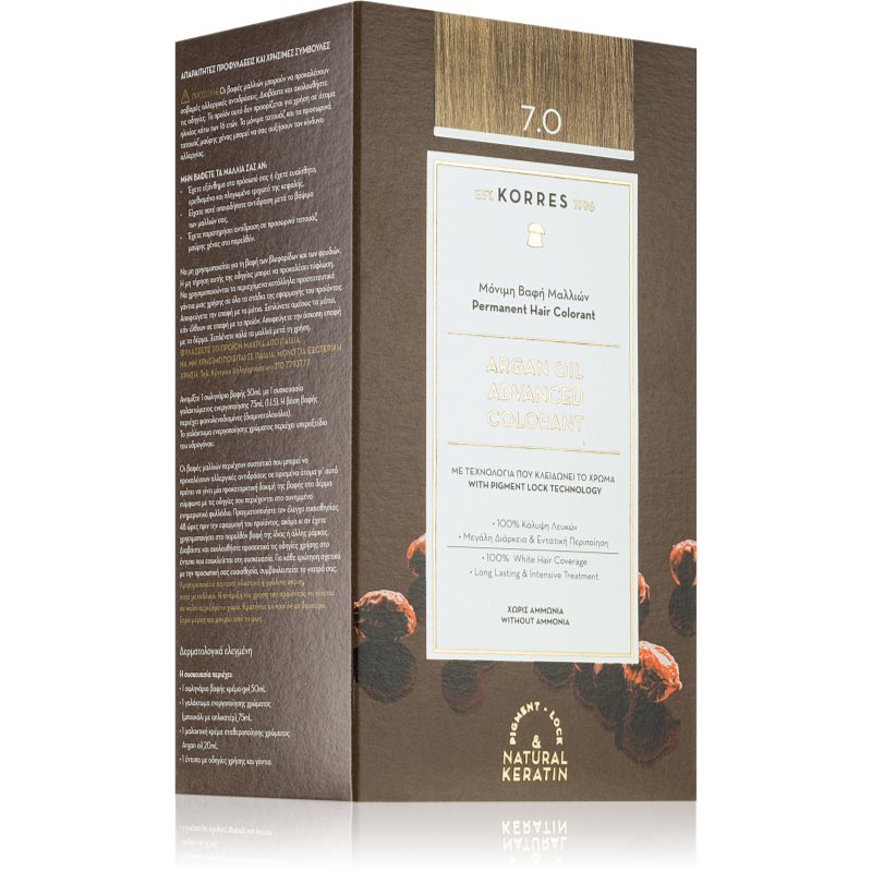 Korres Argan Oil перманентната боя за коса с арганово масло цвят 7.0 Blonde 50 мл. на ниска цена