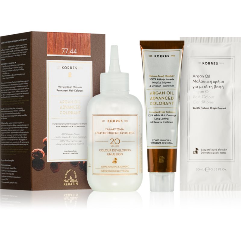 Korres Argan Oil перманентната боя за коса с арганово масло цвят 77.44 Intense Copper Blonde 50 мл. на ниска цена