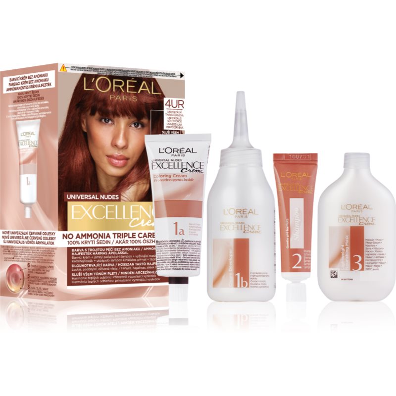 L’Oréal Paris Excellence Universal Nudes перманентната боя за коса цвят 4UR Universal Dark Red 1 бр.